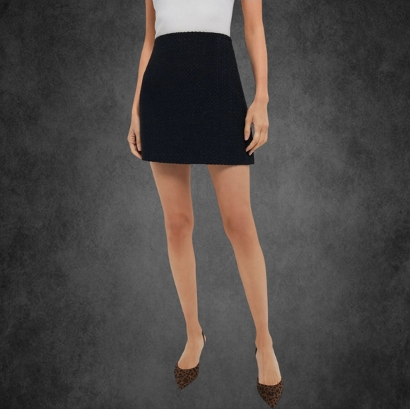 Vintage tweed cotton black mini Skirt - Picture 1 of 7